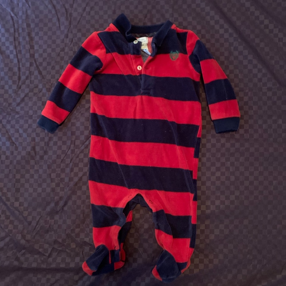 Chaps Velvet Footed Onesie